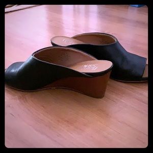 Franco Sarto 1.5-2in Black Wedge Mules